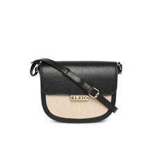 KLEIO Black Solid Jute Sling And Cross Bags